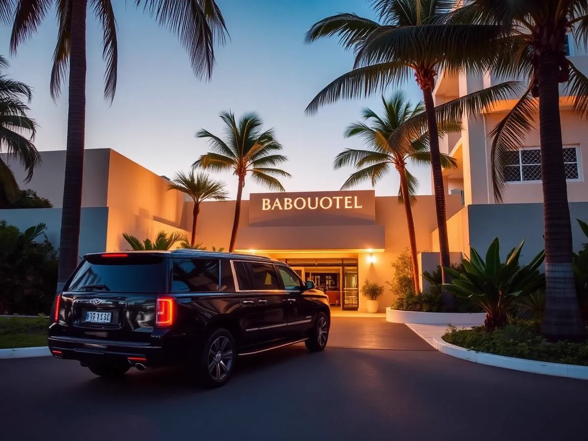 Arrivée d'un véhicule privé devant un hôtel de Playa del Carmen
