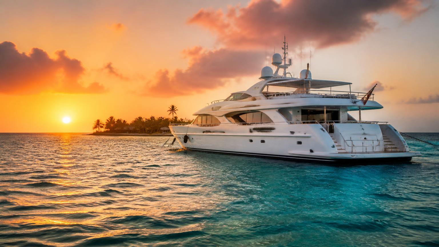 Alquiler de yate privado en Cancún: la guía completa (2026) Alquiler de yate privado en Cancún al atardecer - Riviera Maya Escape